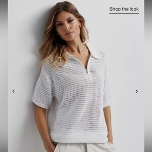 Varley White Knit Polo